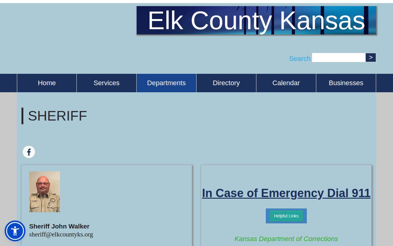 Elk County Sheriff contact page for jail and booking records