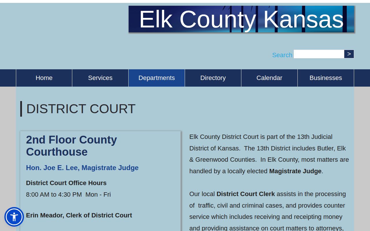 Elk County District Court contact for warrant and case verification